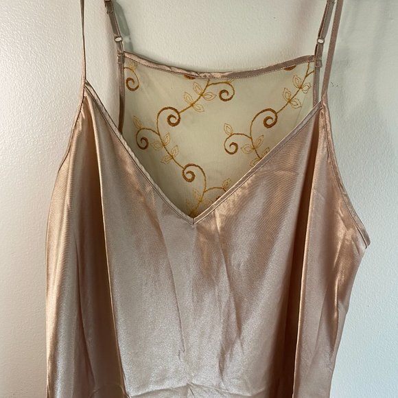 Champagne Slip Dress with Lace Back - Picture 2 of 6